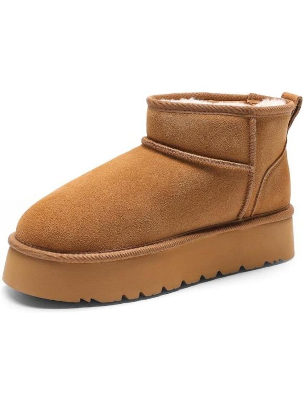 Womens Winter Snow Boots Platform Ankle Waterproof Suede Fuzzy Memory Foam